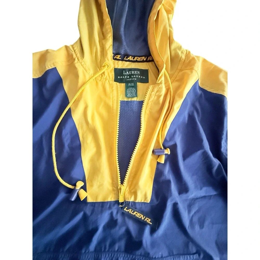 Ralph Lauren Windbreaker Tracksuit Jacket Pant 90s Jogger Set Petite Blue Yellow